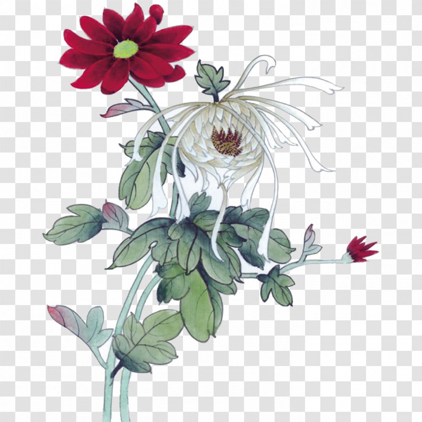 Gongbi Ink Wash Painting Chinese Chrysanthemum U5199u610fu753b - Rose Family Transparent PNG