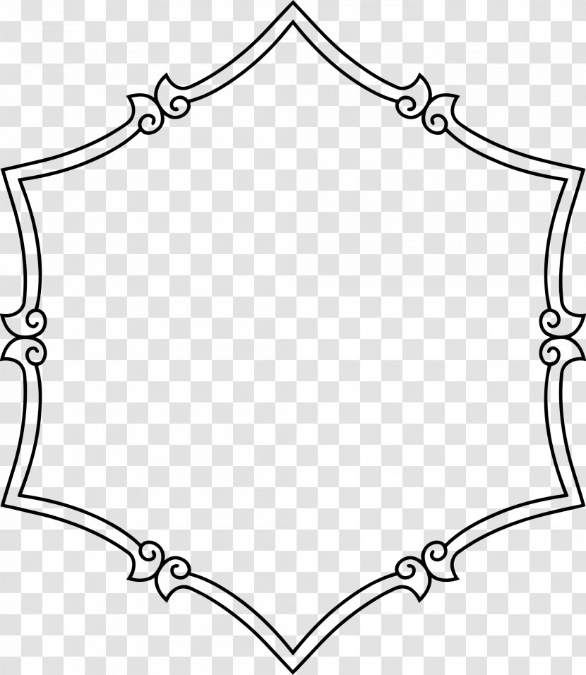 Ornament Drawing Line Art Clip - Monochrome Photography - Hexagon Frame Transparent PNG