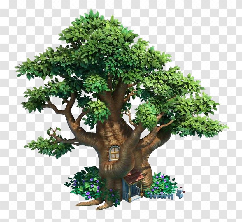 Tree 3D Computer Graphics Q-version Cartoon - Bonsai - Video Game House Transparent PNG