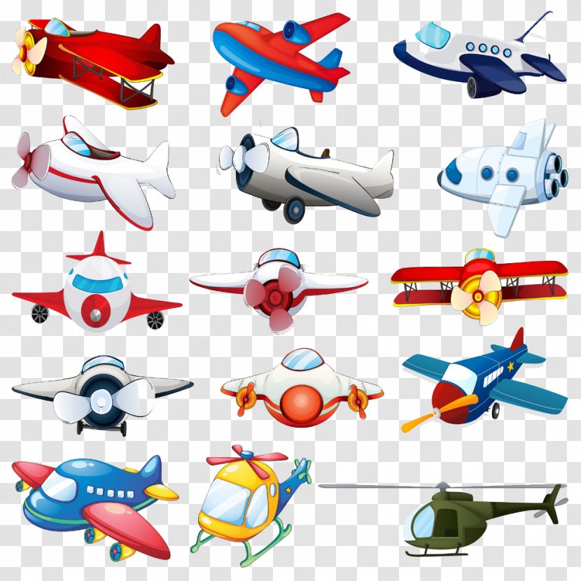 Airplane Fixed-wing Aircraft Helicopter - Art - Cartoon Toy Plane Image Transparent PNG