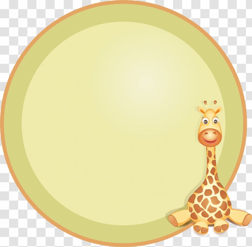 Giraffe Cartoon Circle - Orange - Cute Round Border Transparent PNG
