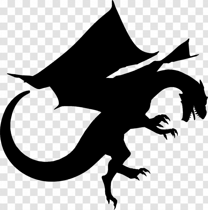Dragon Silhouette - Black And White - Chinese Transparent PNG