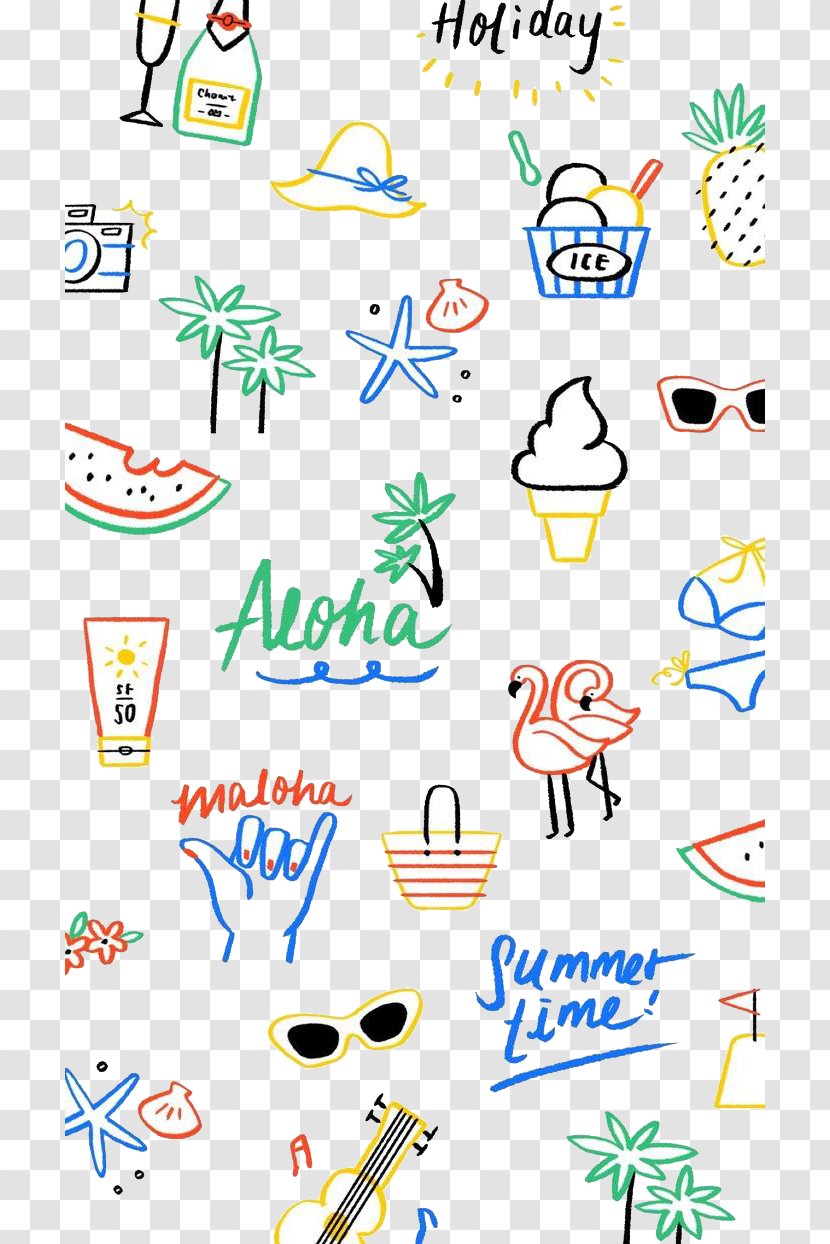 Cartoon Wallpaper - Number - Seaside Vacation Background Hand Drawing Transparent PNG