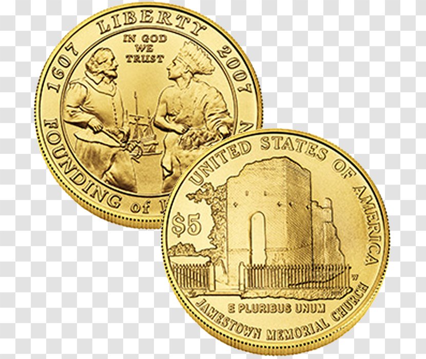 Coin Jamestown United States Mint Roanoke Colony Gold - Commemorative Transparent PNG
