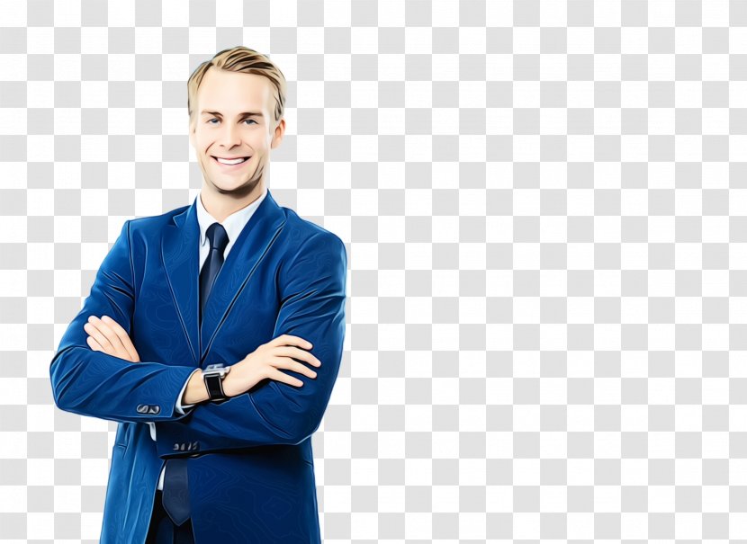 Blue Suit Standing Electric White-collar Worker - Gesture - Business Transparent PNG