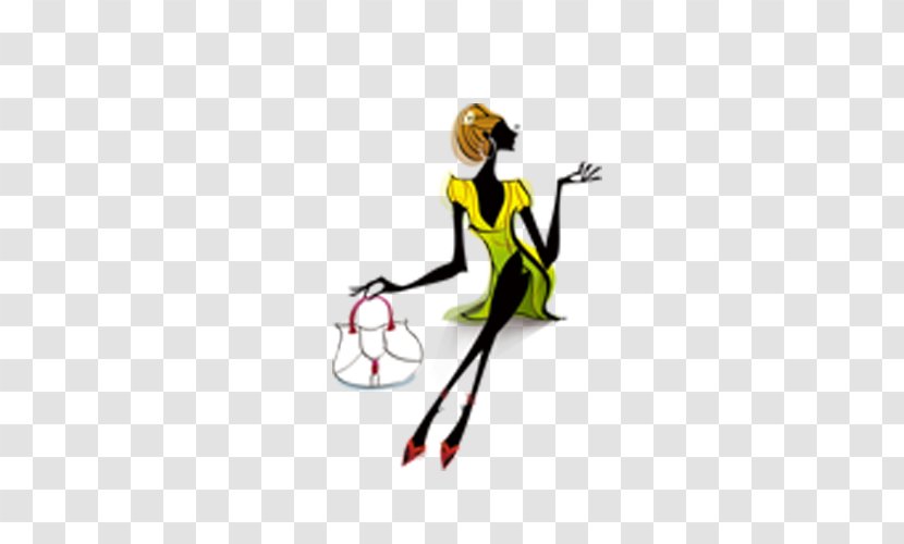 Fashion Shopping Bags & Trolleys - Joint - Hand-painted Cartoon Woman Transparent PNG