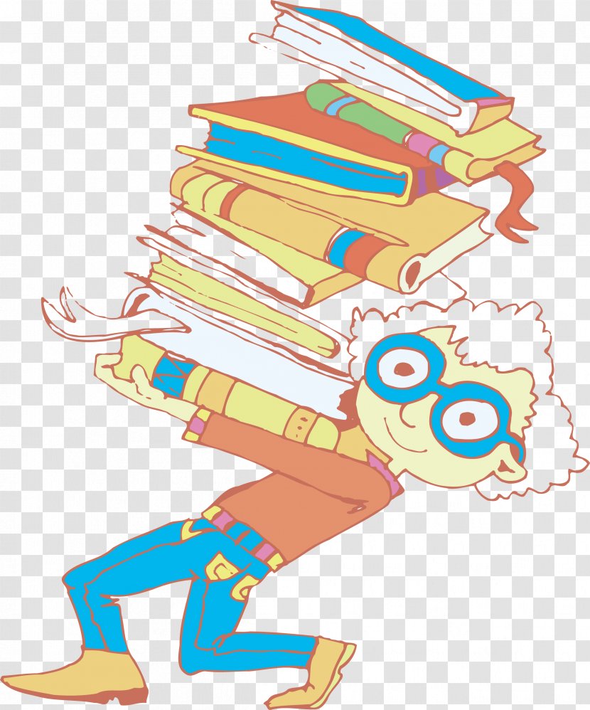 Illustration - Art - Vector Boy Holding A Pile Of Books Transparent PNG