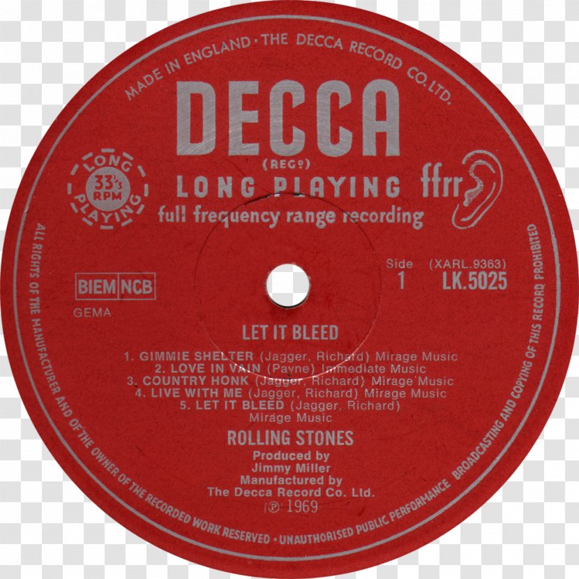 Decca The Rolling Stones No. 2 LP Record Out Of Our Heads - Hardware - Funktasy Label Transparent PNG