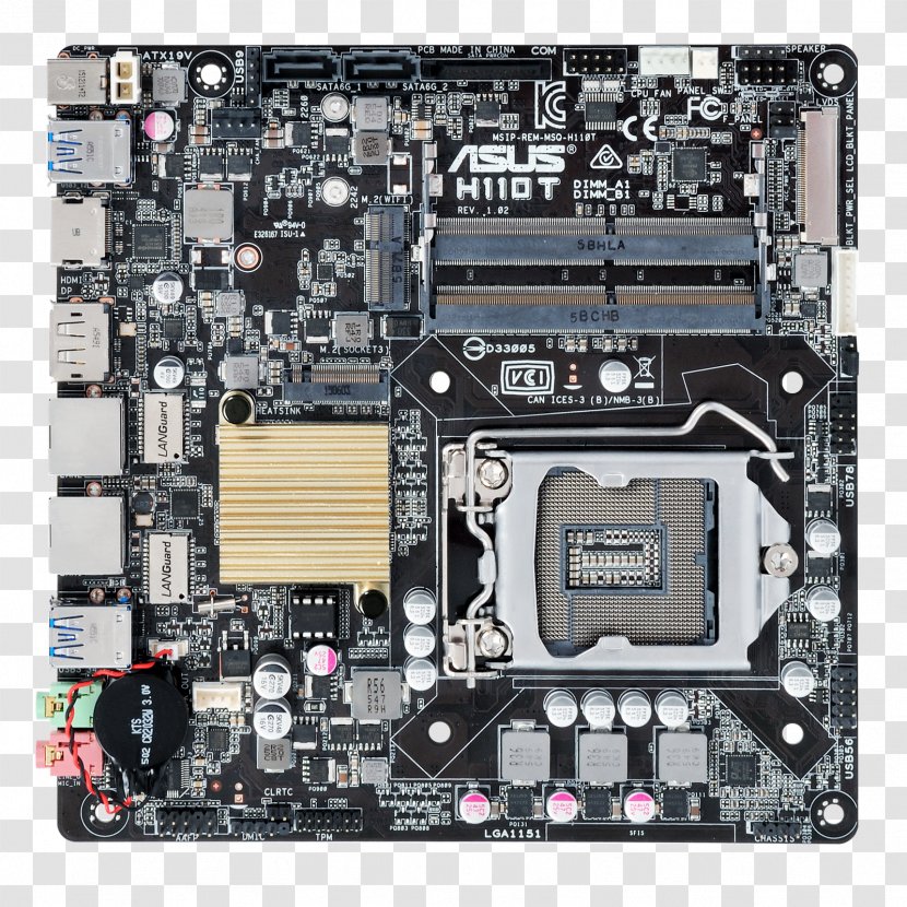LGA 1151 ASUS H110T DDR4 SDRAM Mini-ITX Motherboard - Lga - CPU Socket Transparent PNG