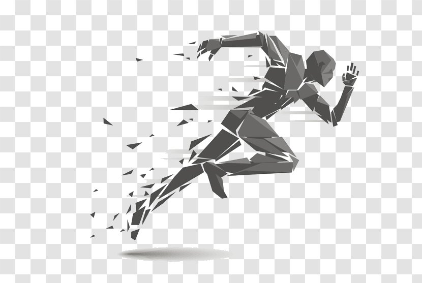 Running Geometry Clip Art - Monochrome - Abstract Man Transparent PNG