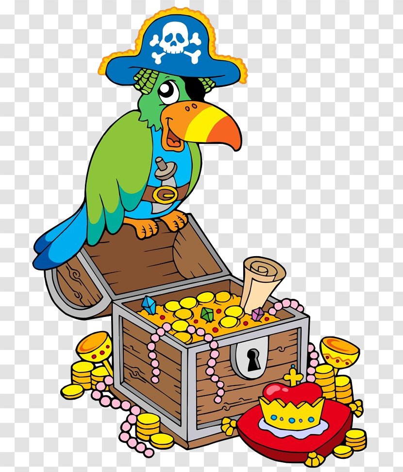 Buried Treasure Royalty-free Clip Art - Silhouette - The Parrot Stood On Prize Box Transparent PNG