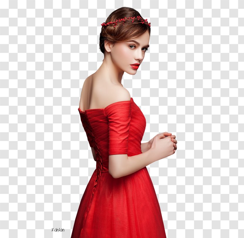 Cocktail Dress Fashion Bayan - Flower - Woman Red Transparent PNG
