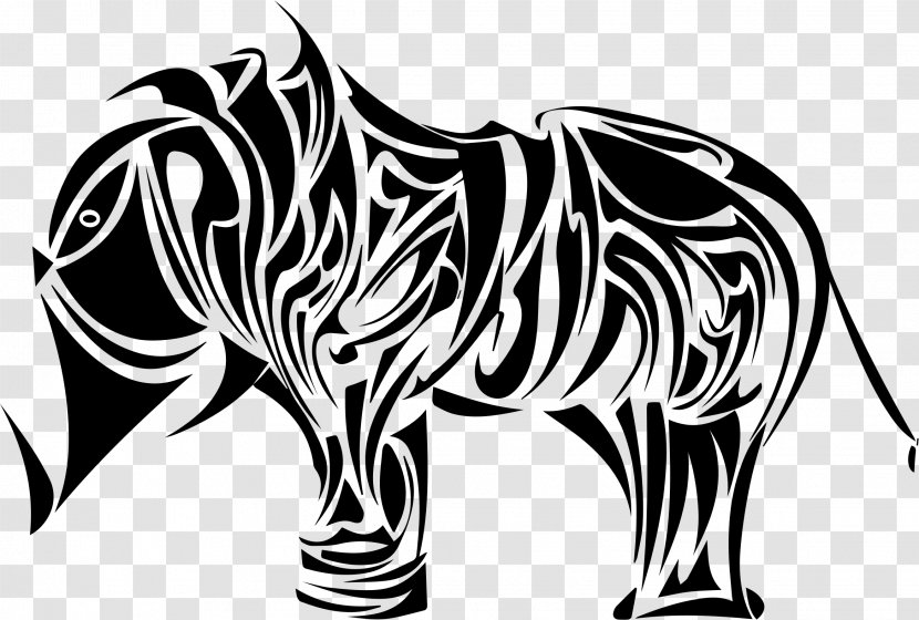 Black And White Clip Art - Elephant - Tribal Transparent PNG