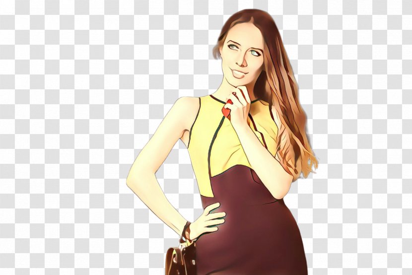 Fashion Model Clothing Yellow Dress Shoulder - Waist Transparent PNG