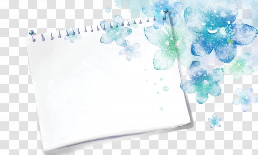 Watercolor Painting Drawing - Paper - Sketchbook Blue Flowers Background Transparent PNG