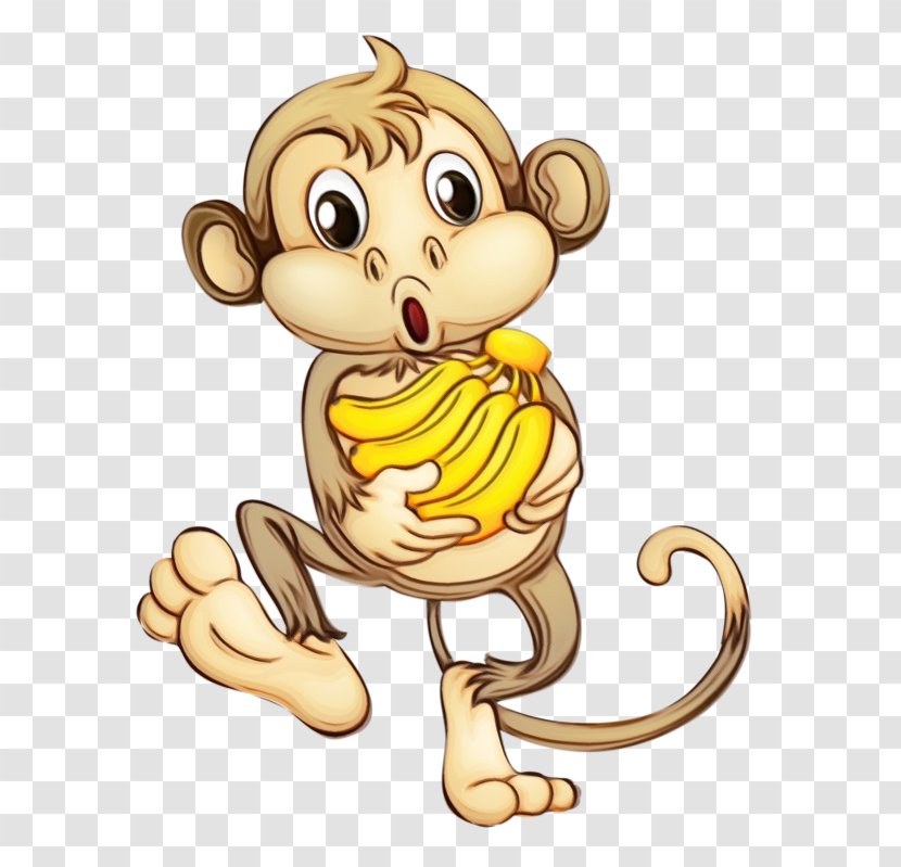 Monkey Cartoon - Watercolor - Mouse Animation Transparent PNG