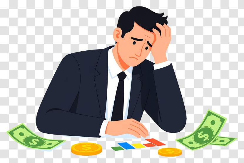 Worried Man Managing Finances Transparent PNG