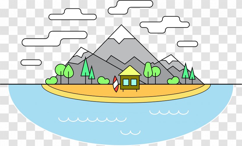 Lake Cartoon - Villa - Vector Transparent PNG