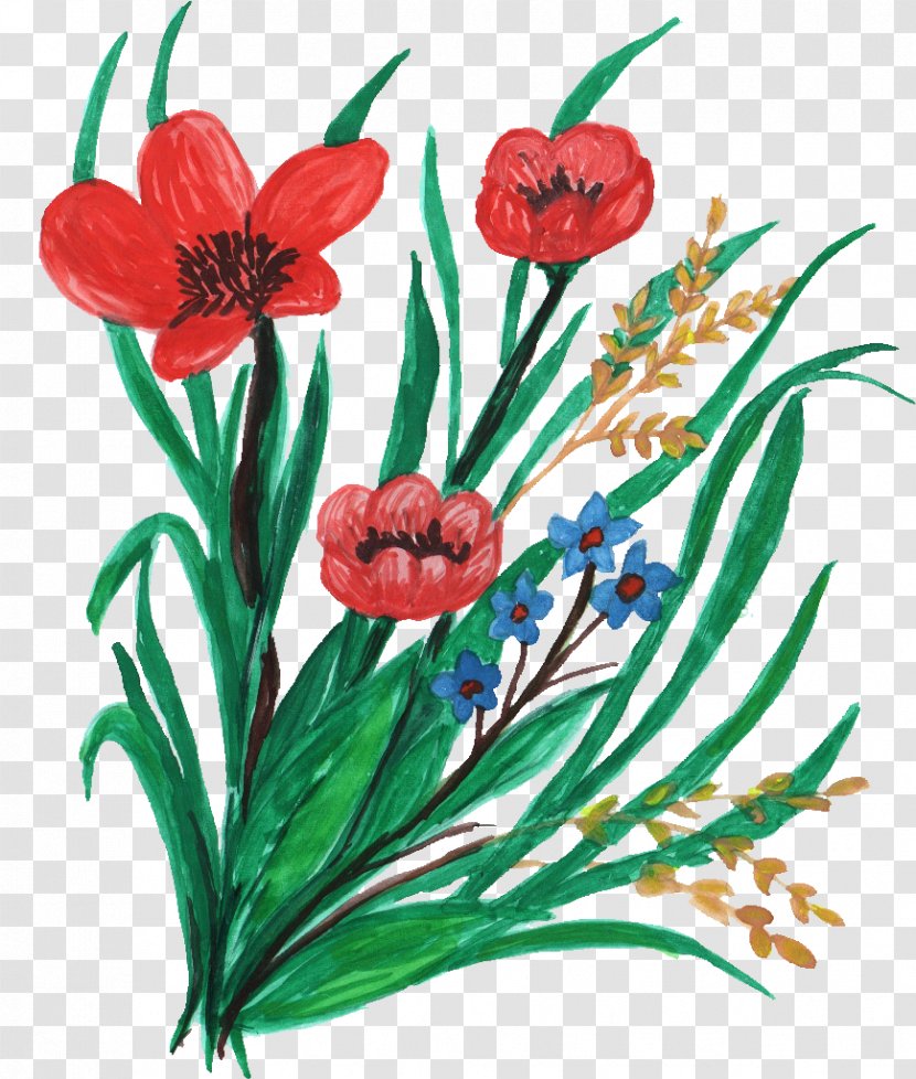 Cut Flowers Floral Design Art Tulip - Flower Ornaments Transparent PNG