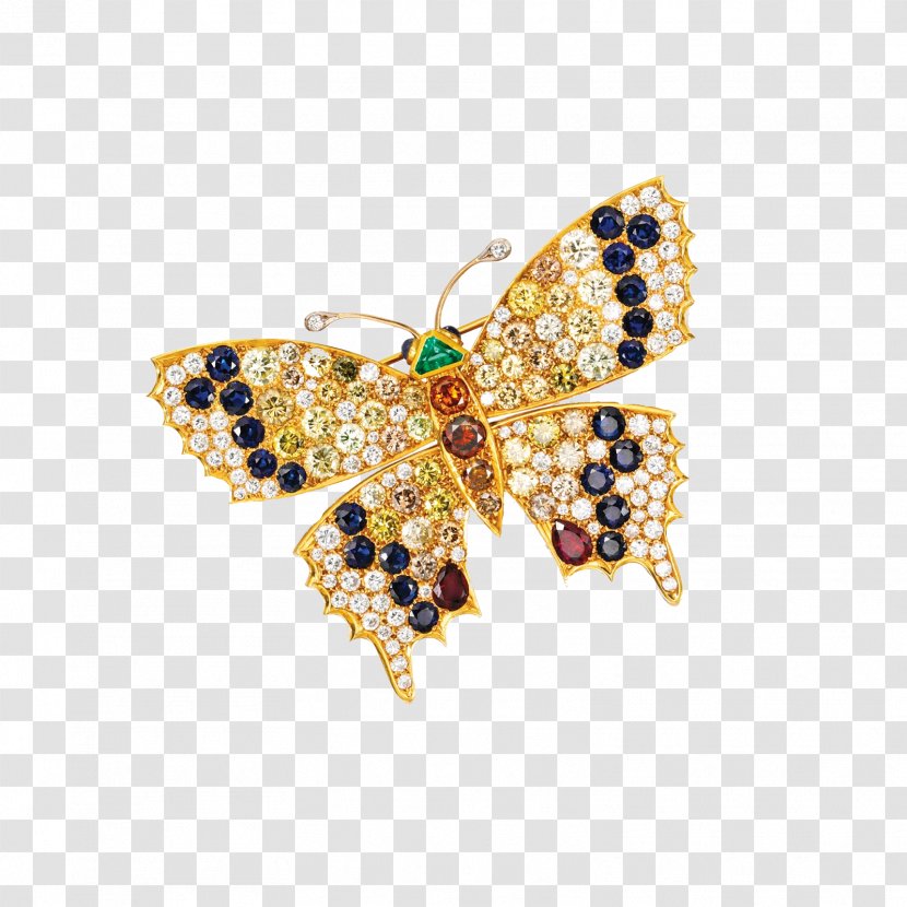 Butterfly Jewellery Brooch Gemstone Gold - Invertebrate - Frame Transparent PNG