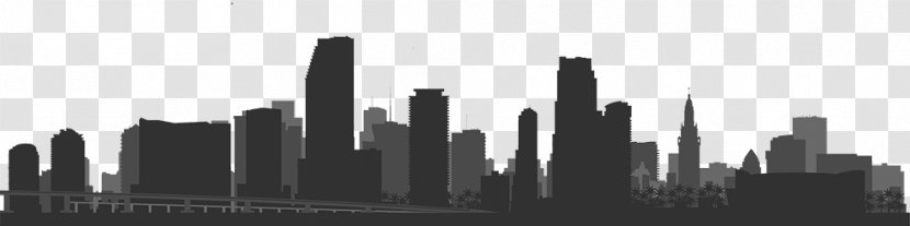 Greater Downtown Miami Skyline The World Mail & Express Americas Conference 2018 In Beach - Black And White - City Transparent PNG