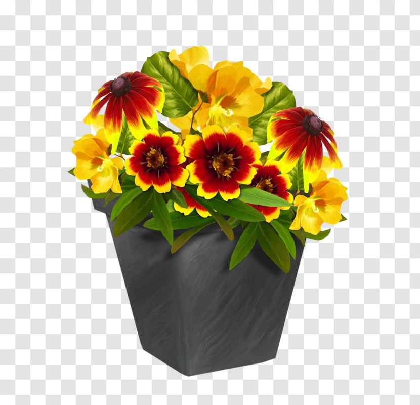 Floral Design Flowerpot Cut Flowers Yellow - Daisy Family - Flower Transparent PNG