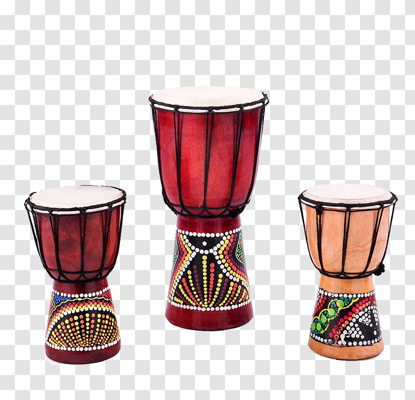 Djembe Africa Timbales Hand Drum - Watercolor - Musical Instruments Transparent PNG