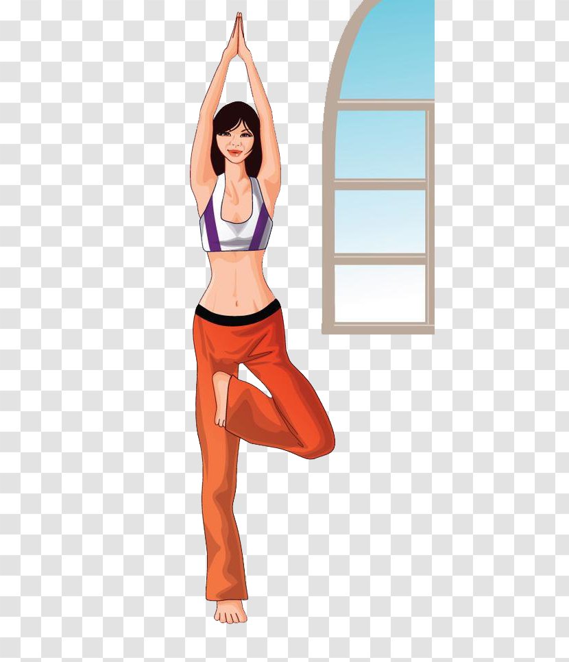 Yoga Cartoon - Watercolor Transparent PNG