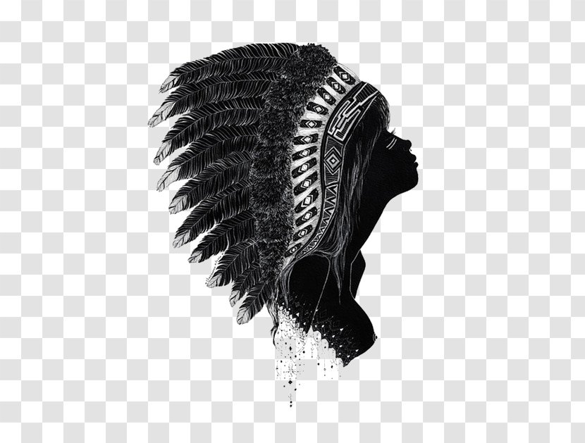 Painting Drawing Silhouette Art Illustration - Ear - War Bonnet Transparent PNG