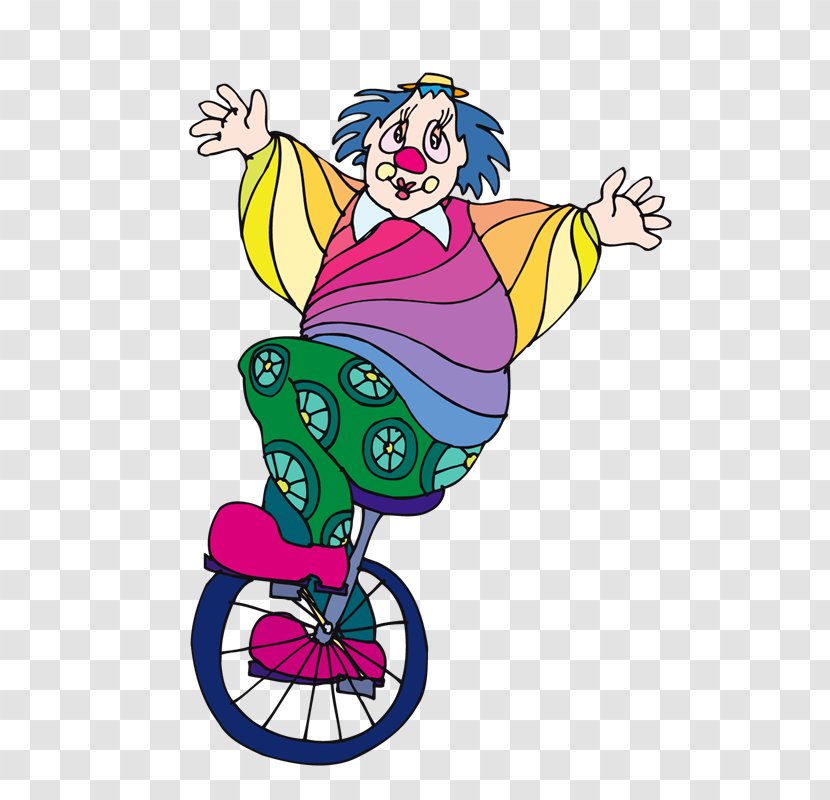 Circus Clown Bicycle Unicycle Cartoon - Flower Transparent PNG