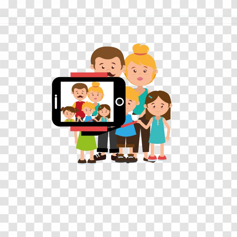 Selfie Cartoon Photography Illustration - Text - Self HD Free Phone Buckle Creative Family Portrait Transparent PNG