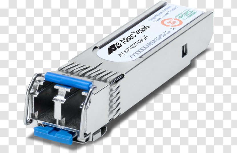 Small Form-factor Pluggable Transceiver Single-mode Optical Fiber Electrical Connector 10 Gigabit Ethernet Allied Telesis - Router - Media Converter Transparent PNG