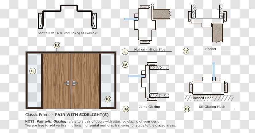 Window Sidelight Door Jamb Framing - Sliding Glass - Classical Mullion Transparent PNG