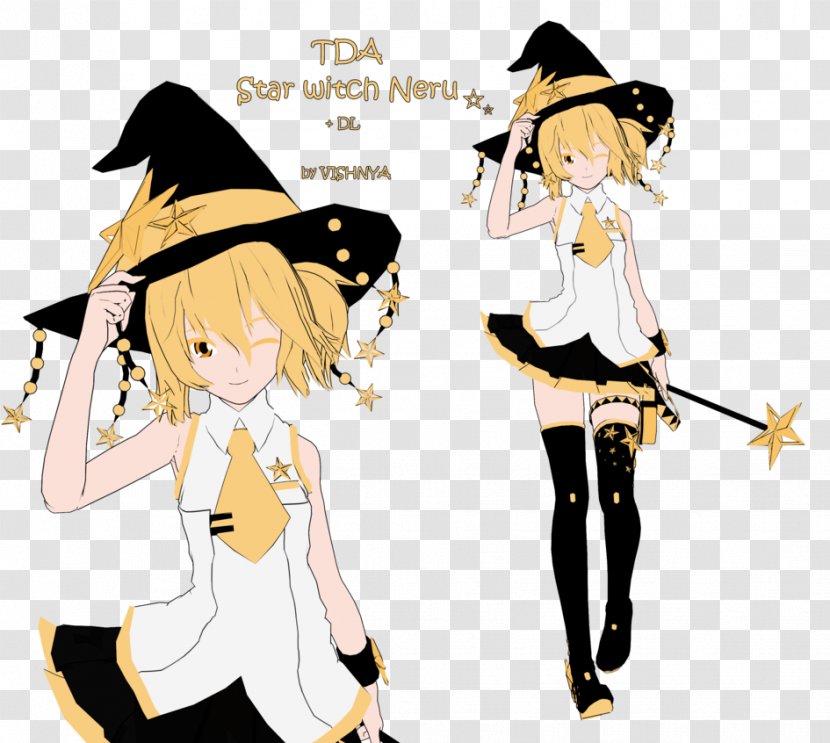 MikuMikuDance Hatsune Miku Vocaloid Megpoid Star Witch - Cartoon - Cute Transparent PNG