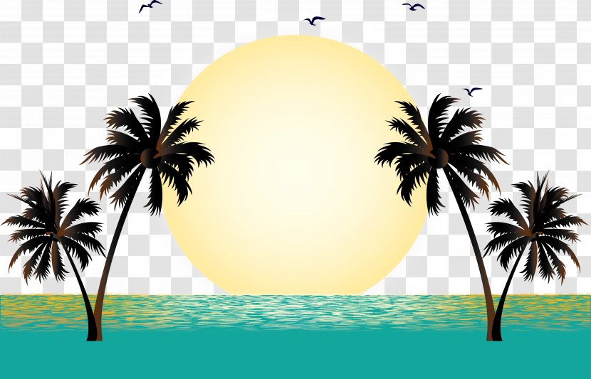 Summer Vacation Beach - Illustration - Sunset Vector Transparent PNG