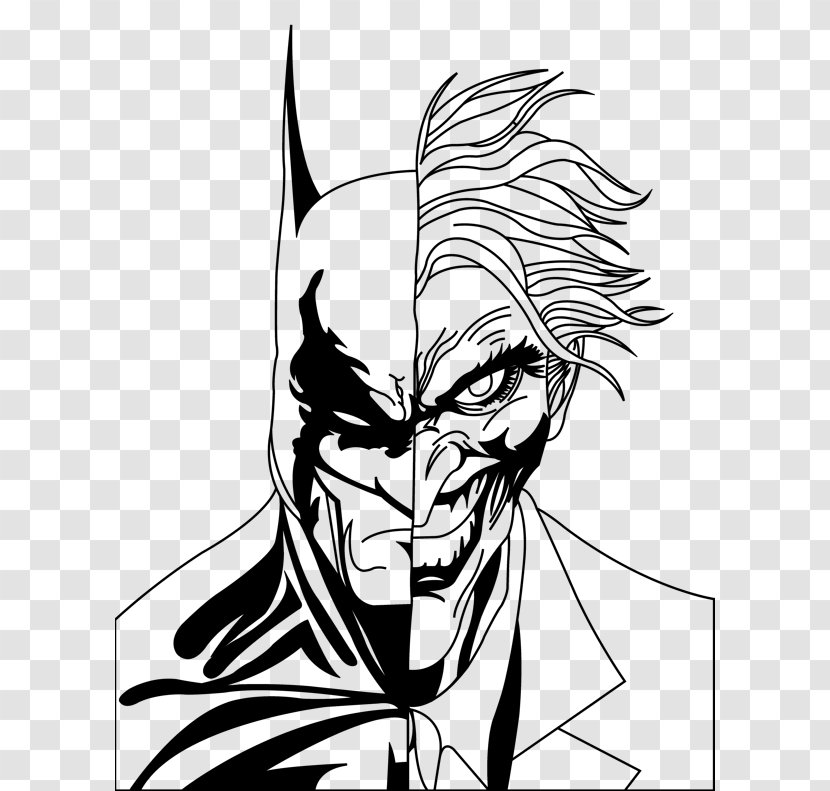 Batman Joker Drawing Sketch - Coloring Book - Outline Transparent PNG