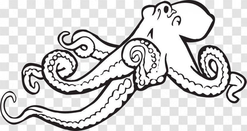 Octopus Black And White Monochrome Clip Art - Heart - Crayfish Clipart Transparent PNG
