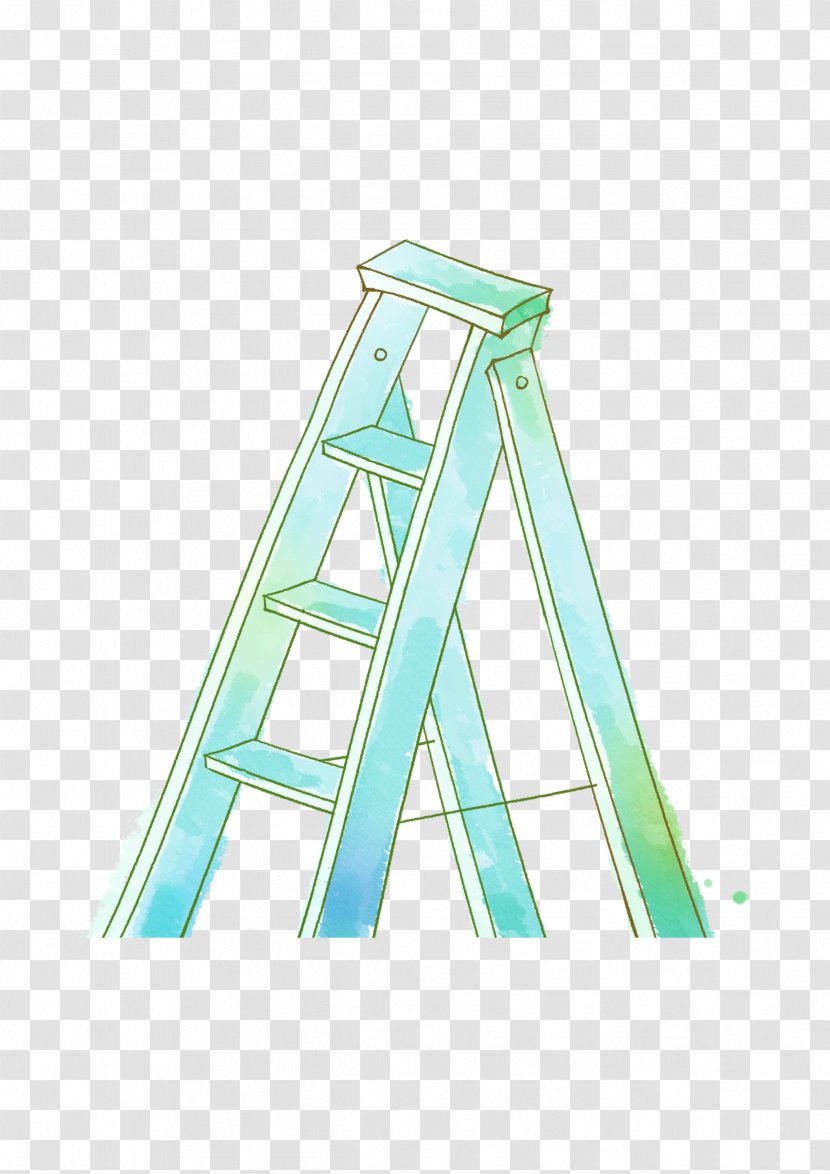 Ladder Illustration - Aqua - Hand-painted Transparent PNG