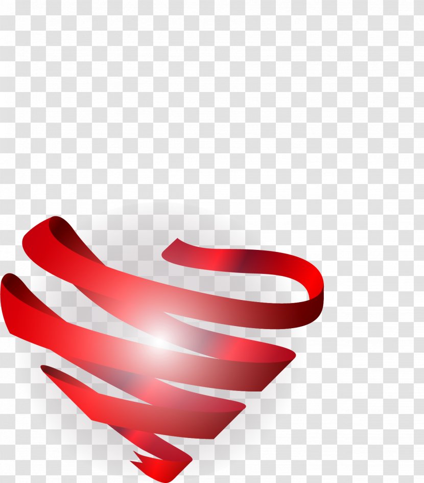 Vector Painted Red Ribbon Love - Product Design - Heart Transparent PNG