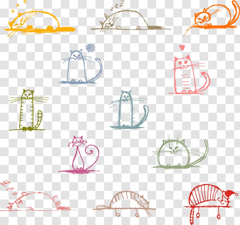 Cat Adobe Illustrator - Hand Drawn Cute Vector Transparent PNG