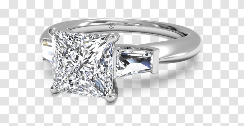 Diamond Cut Engagement Ring Princess - Metal Transparent PNG