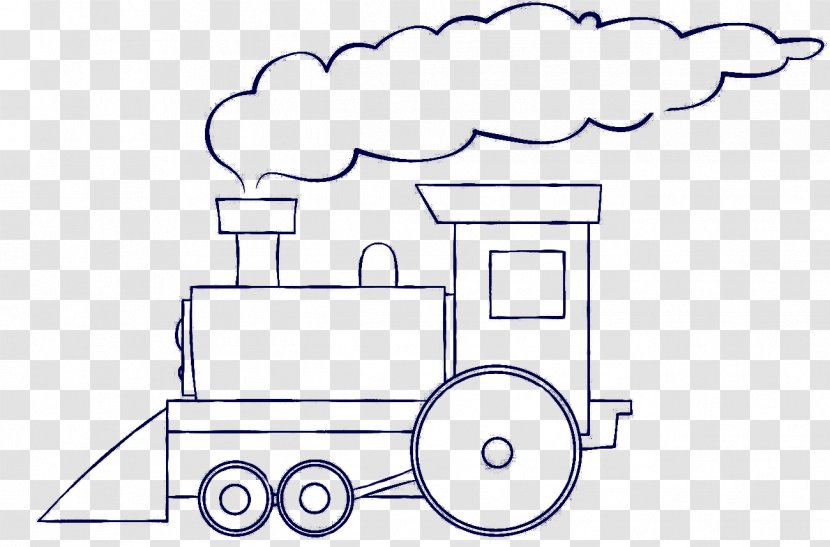 Thomas Train Rail Transport Drawing Steam Locomotive - Black And White Transparent PNG