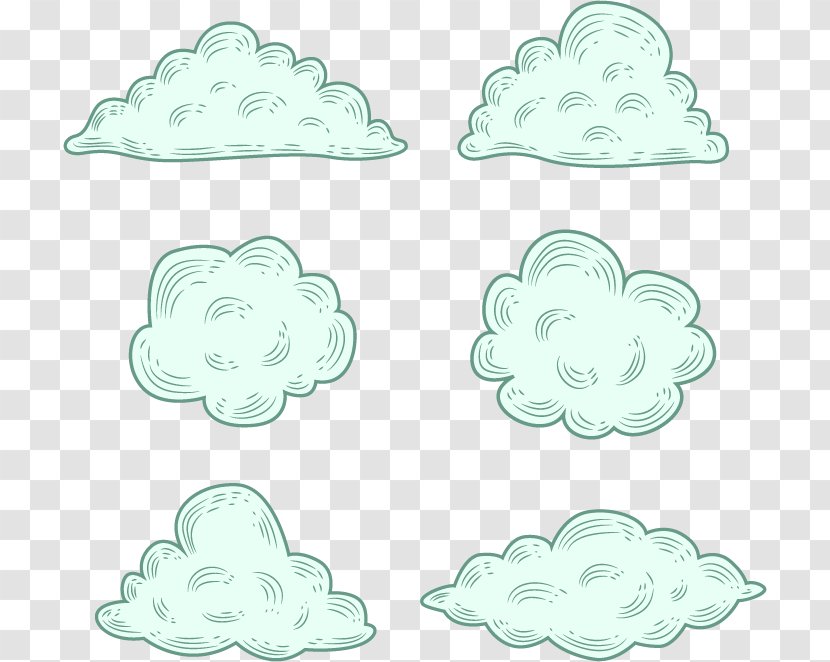 Hand-painted Clouds - Teal - Material Transparent PNG