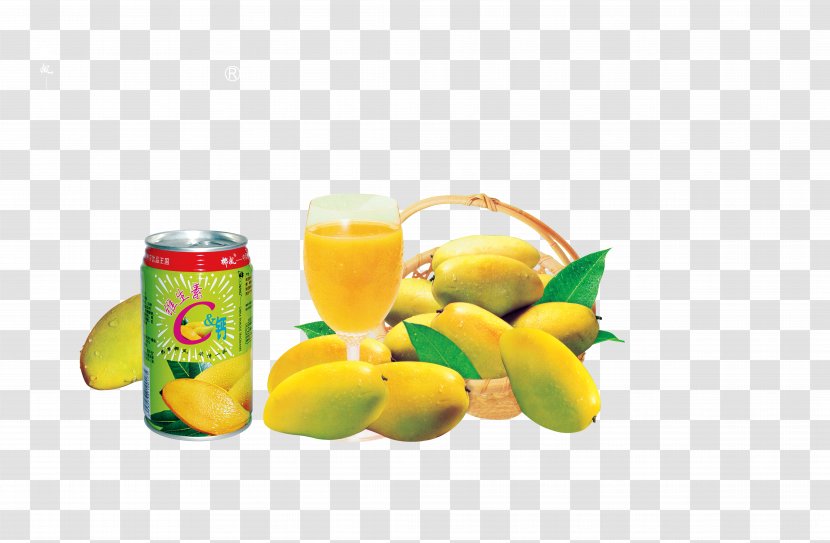 Juice Mango Fruit Vegetarian Cuisine - Food - And A Basket Of Mangoes Transparent PNG
