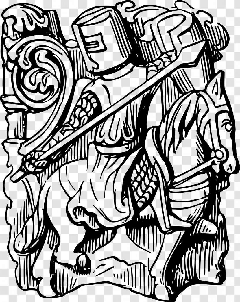 Black And White Clip Art - Fictional Character - Knight Transparent PNG