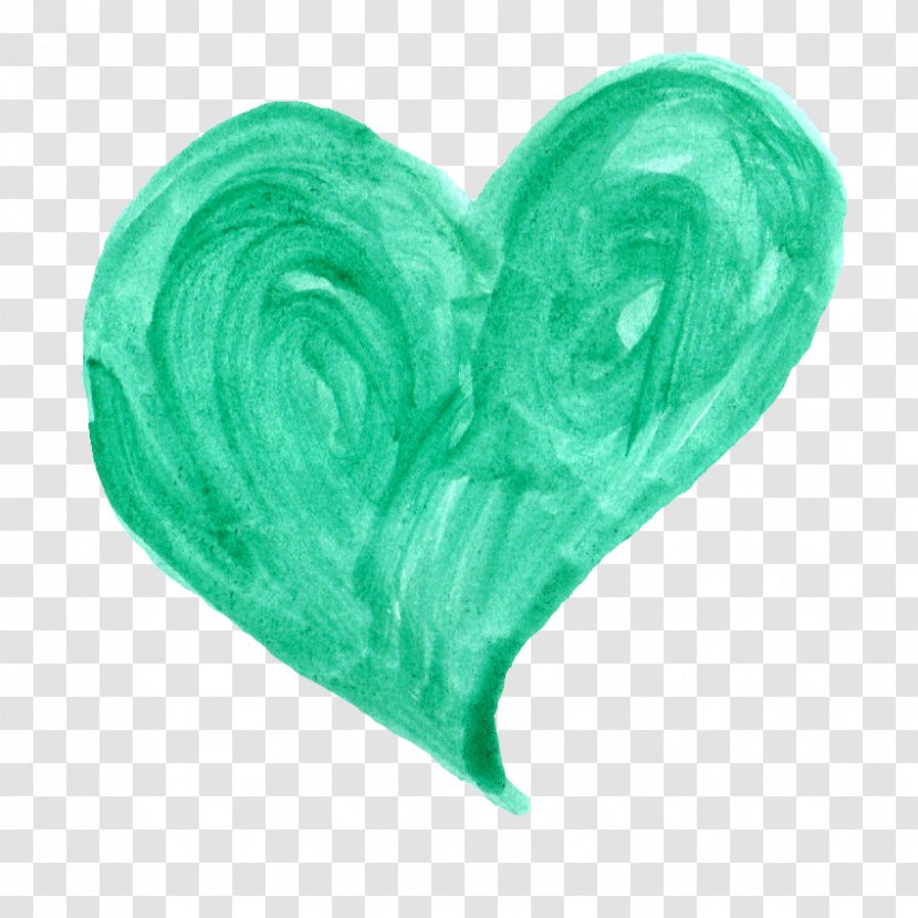 Watercolor Painting Heart Photography - Green Transparent PNG