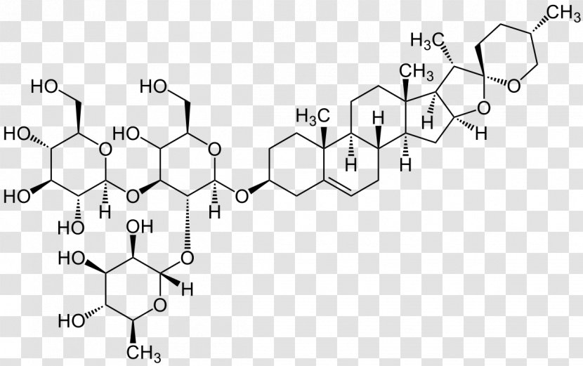 Saponin Steroid Glycoside Pharmaceutical Drug Gracillin - Black And White - Diagram Transparent PNG