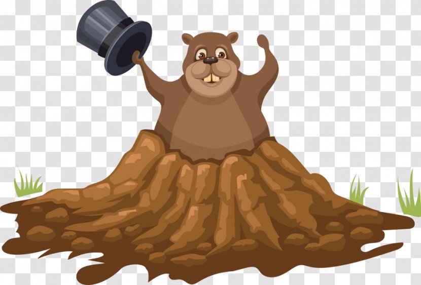 Groundhog Day Illustration - Silhouette - Vector Tree Cave Bear Transparent PNG