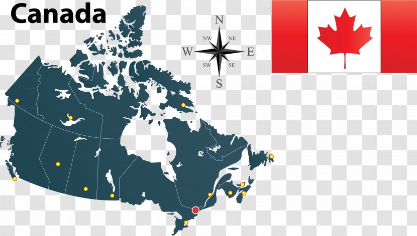 Flag Of Canada Map Silhouette - Canadian Flags Vector Compass Transparent PNG