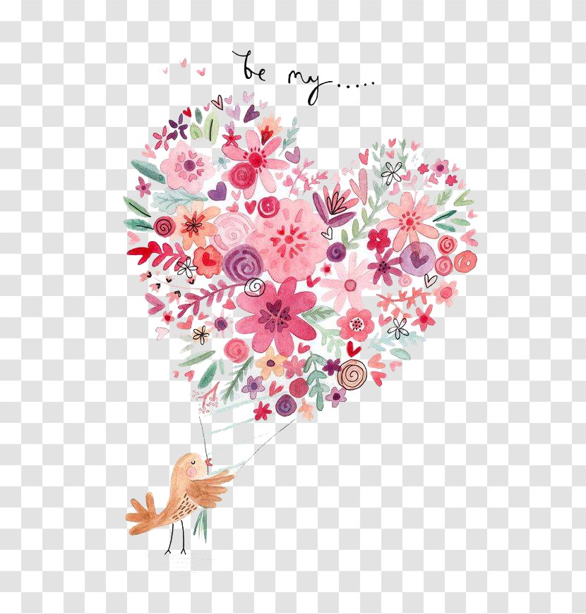 Paper Valentine's Day Illustrator Illustration - Creative Arts - Watercolor Heart Flowers Transparent PNG